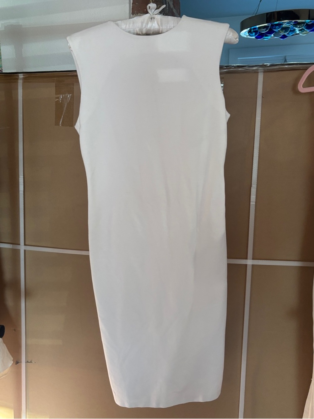 Monica Chiang White Sheath Dress with Open Back